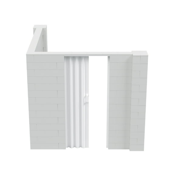 EverBlock 8’ x 8’ x 7’ L-Shaped Wall Kit with Accordion Door | 3’ x 7’ Doorway | Modular Building Blocks | Wall Display | Room Divider & Partition | Easy to Connect & Reuse | Indoor & Outdoor Use
