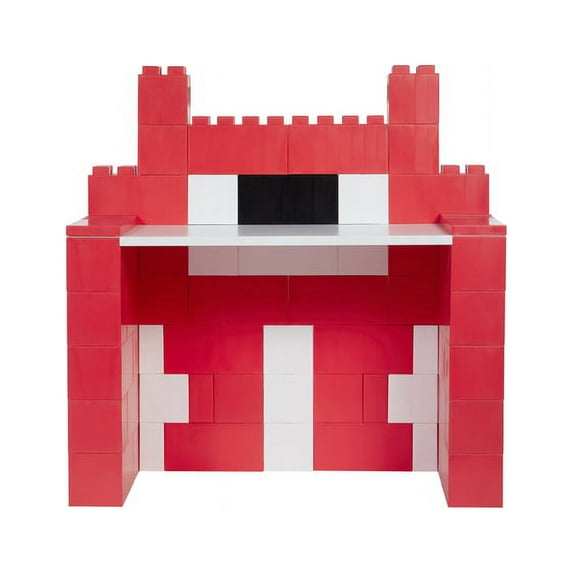 EverBlock Red Monster Desk Kit with Stool | 48”L x 24”W x 54”H | Modular Building Blocks | Kids Work Desk | Durable Construction | Easy to Connect & Reuse | Indoor & Outdoor Use