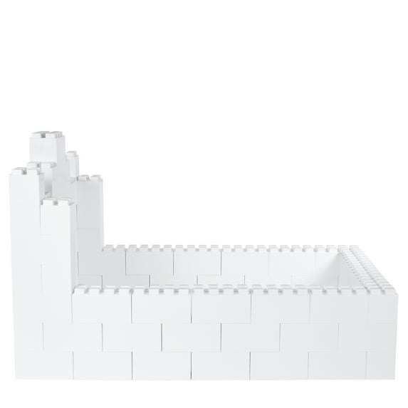 EverBlock Twin Bed Surround with Headboard Kit | 4’ 6” x 7’ 6“ x 1’ 7” | Modular Bed, Frame & Headboard | Giant Building Blocks | Easy to Connect & Reuse | Blue