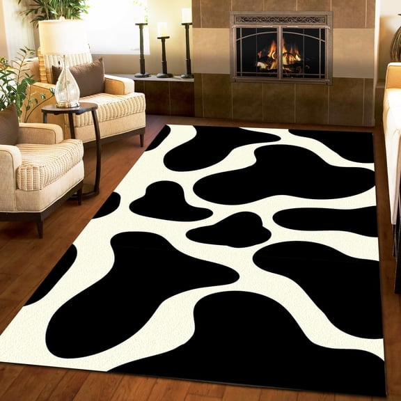 EverBrioly Abstract Black and White Textured Area Rug, Modern Minimalist Soft Foldable Carpet for Living Room Bedroom Study Dining Room Game Room 4' x 6'