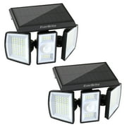 EverBrite 2 Pack Solar Outdoor Lights, Solar Motion Sensor Lights, 3 Heads Security LED Flood Light, Wall Light for Yard Patio Garden Pathway Porch