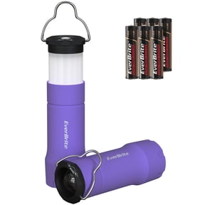 EverBrite 2-in-1 Mini Lantern Flashlight, Zoomable LED Light with 3 Modes, Battery Powered Camping Light, 2 Pack, Light Purple