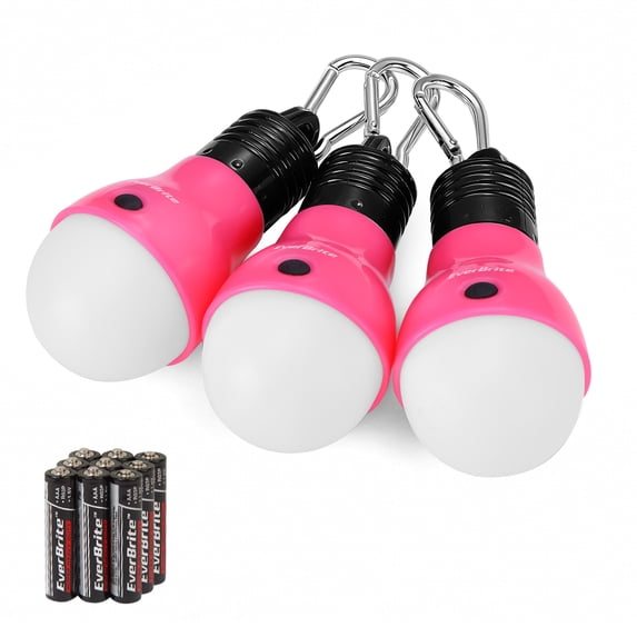 EverBrite Camping Light 3 Pack, LED Bulb with 3 Modes Portable Emergency Light, AAA Batteries Included, Red