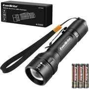EverBrite 400 Lumens Aluminum LED Flashlight, Zoomable LED Flashlight with Lanyard Clip, 3 AAA Batteries Included