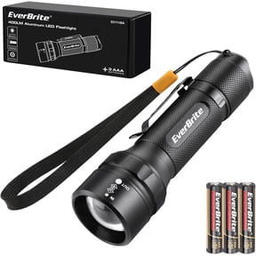 EverBrite 400 Lumens Aluminum LED Flashlight, Zoomable LED Flashlight with Lanyard Clip, 3 AAA Batteries Included