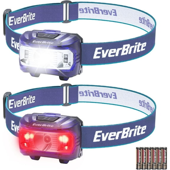 EverBrite Headlamp, 2 Pack Kids Headlamp with Red Light and Memory Function, Head Lamp for Adults and Kids with 5 Modes, Bright Headlamps for Camping, Running, Batteries Included