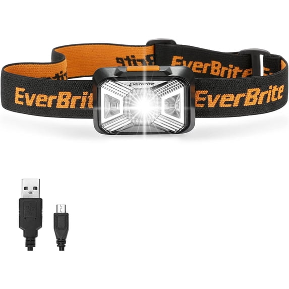 EverBrite Headlamp Rechargeable with Red Light - LED Head Lamp Flashlight with 4 Lighting Modes, Outdoor Hands-Free Headlight for Camping Hiking Running Hurricane Flood Power Failure Emergency