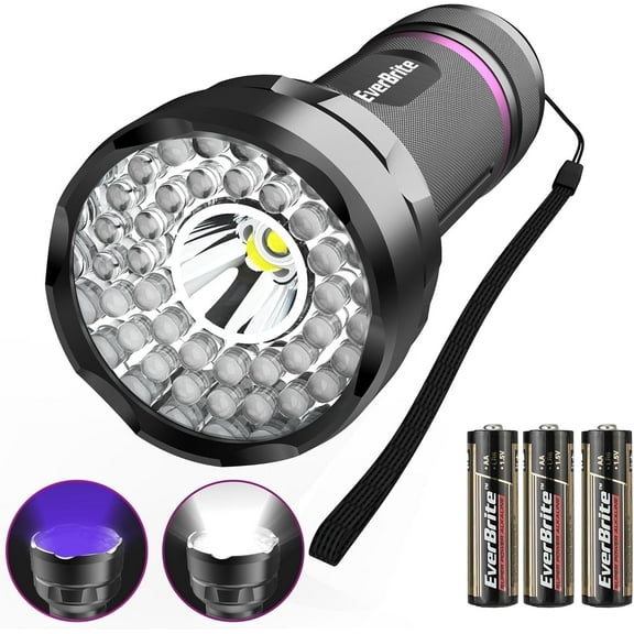EverBrite 2-in-1 UV and White LED Flashlight, Dual Light Blacklight with AA Batteries, Pet Urine Detector for Dog & Cat Stains