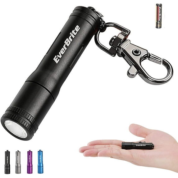 EverBrite Mini LED Flashlight, High Lumen Keychain EDC Flashlight, 1 AAA Battery(include), Black
