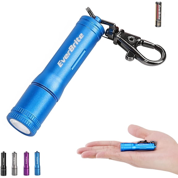 EverBrite Mini LED Flashlight, High Lumen Keychain EDC Flashlight, 1 AAA Battery(include), Blue