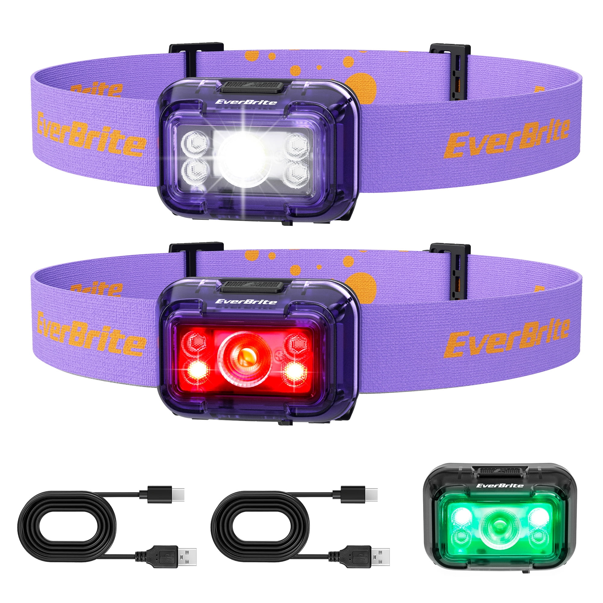 EverBrite Rechargeable LED Headlamp, 2 Pack for Kids and Adults
