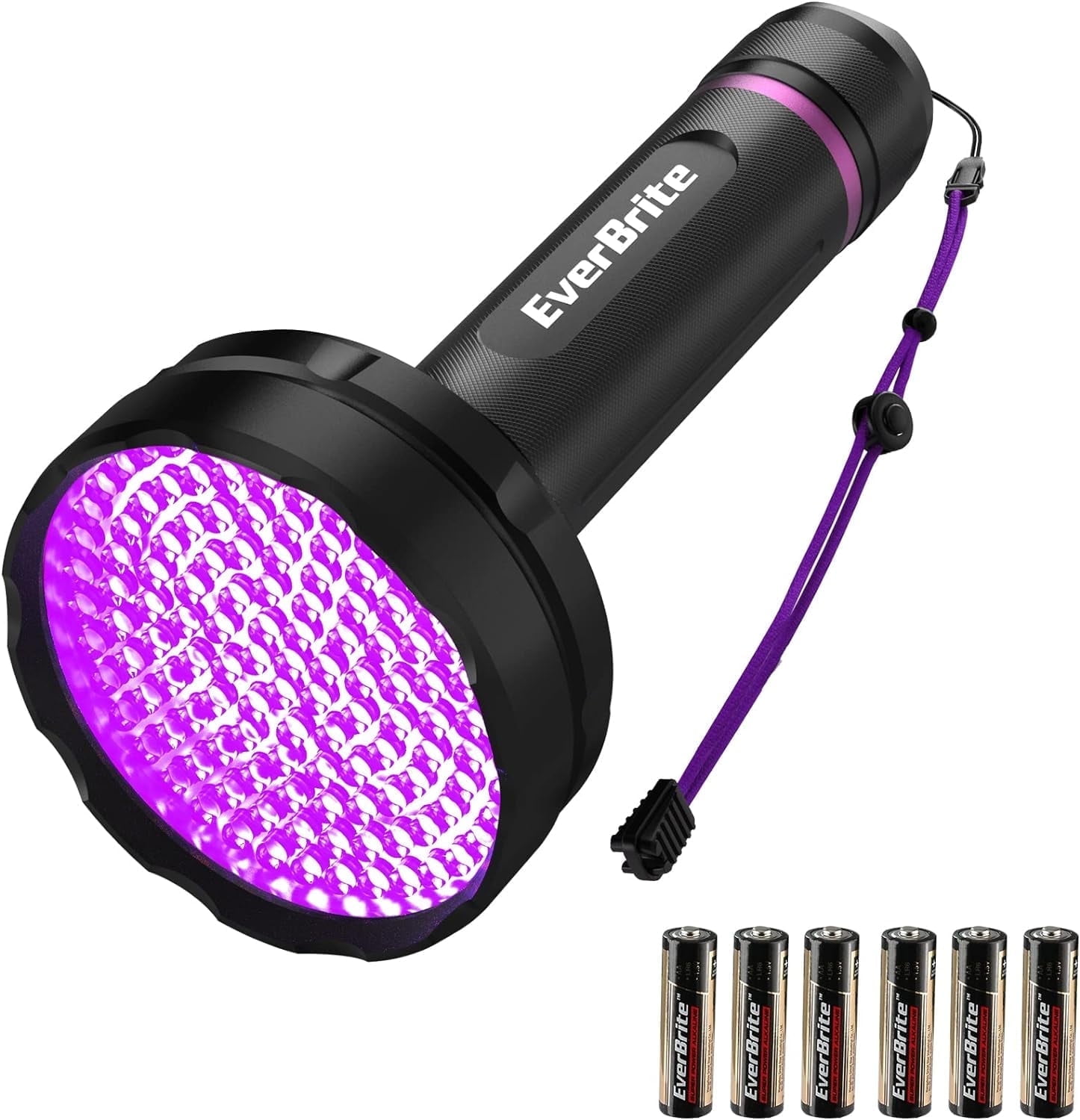 EverBrite UV Flashlight, 128 LED Blacklight Flashlights, 395nm Black Light Flashlight for Pet Urine Detection, Scorpions, Dry Stains, Bed Bug (Batteries Included)
