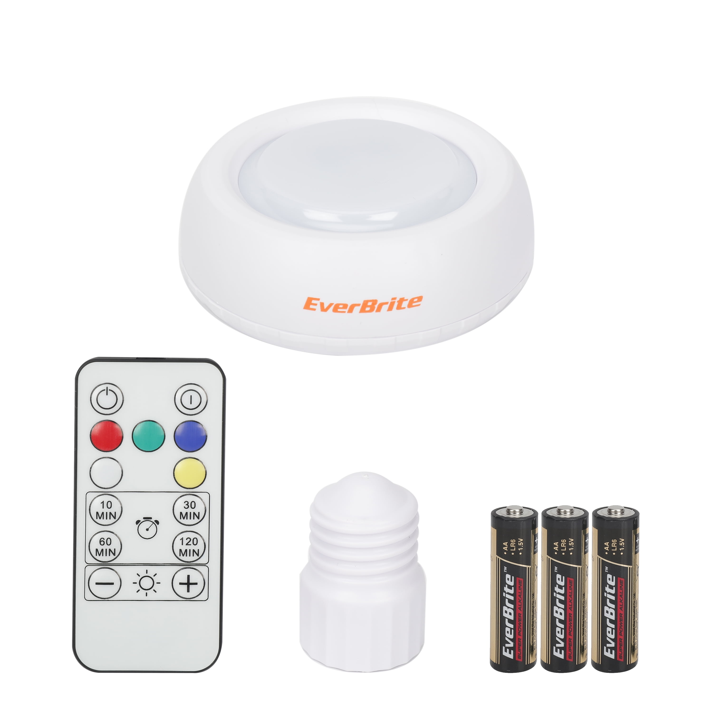 EverBrite Wire-Free Multi-Color LED Light with Socket Mount and Remote Control, 0.48 lb, 3.2 in, 8 Watt, E26