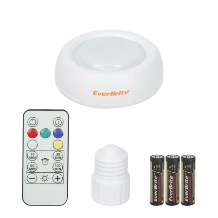 EverBrite Wire-Free Multi-Color LED Light, 80-Lumens, Frosted Cover, Remote Control, Socket Mount, E26