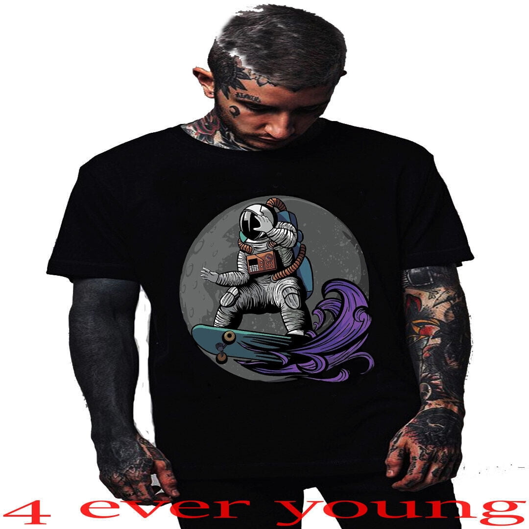 Surfer Astronaut Skating Moon T-Shirt Dark Blue main image 0