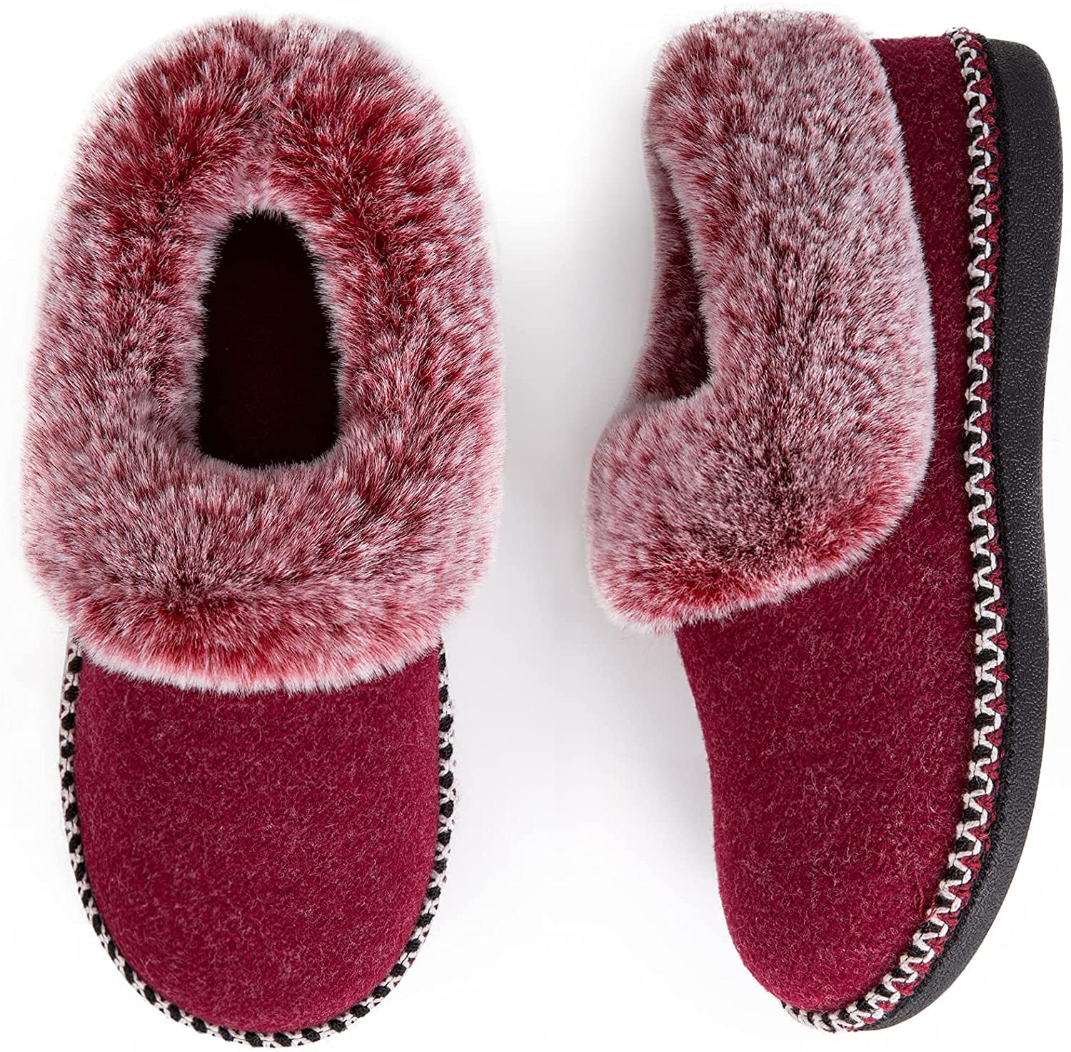 EverFoams Ladies' Luxury Wool Memory Foam Slippers with Fluffy Faux Fur ...
