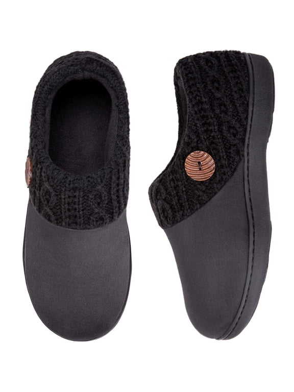 Women's Warm Memory Foam House Shoes Indoor Outdoor Winter Slippers with Rubber