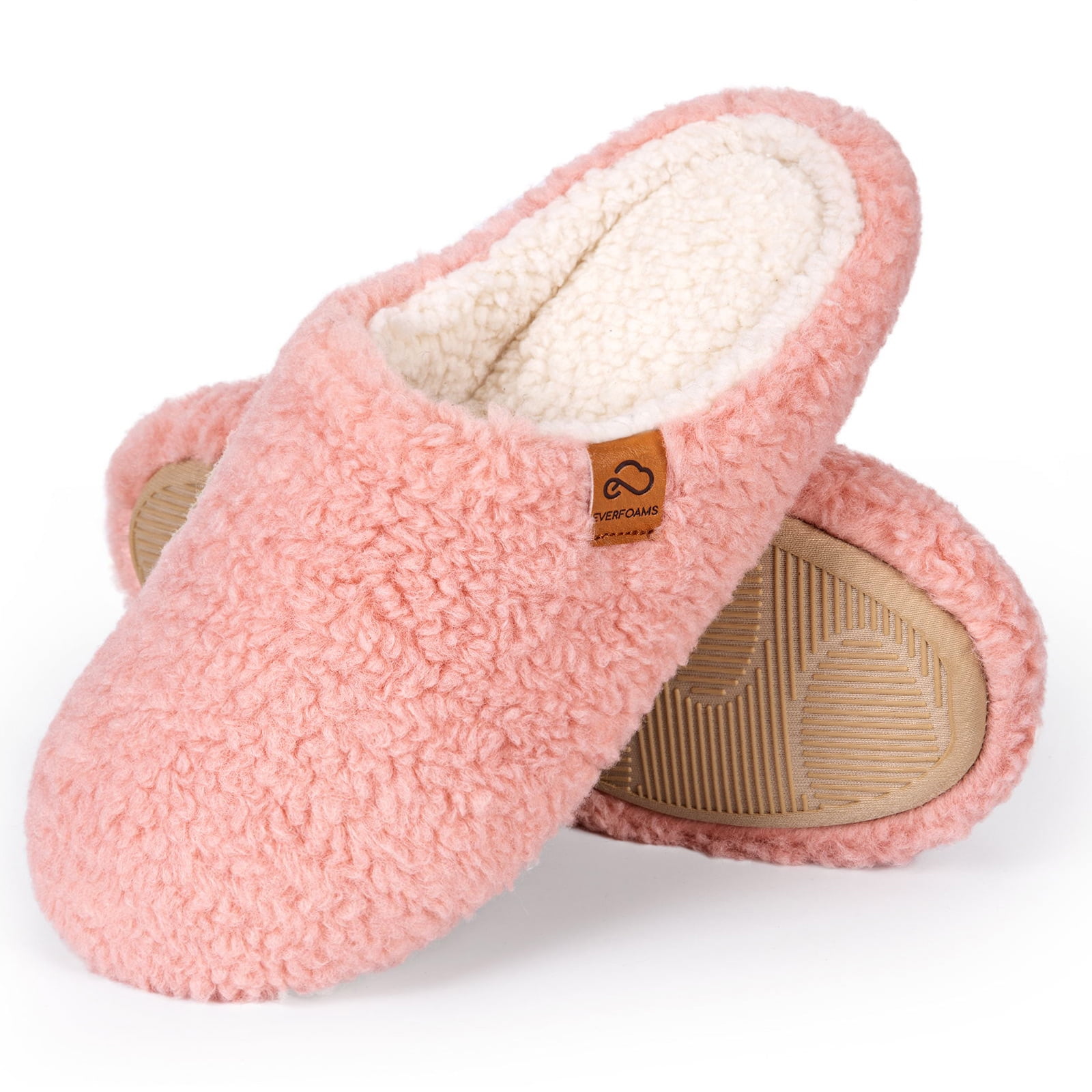 Amazon.com | Vansarto Women's Comfy Faux Fur Scuff Slippers Micro Suede Memory  Foam Slip on Fuzzy Slide House Shoes Anti-Skid Sole, Black, Size 5-6 |  Slippers