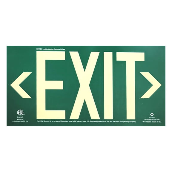 EverGlow Photoluminescent Exit Sign