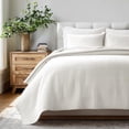 thumbnail image 1 of EverGrace 100% Cotton Quilt Queen Size, Pre-Washed Modern Grid Stitch Lightweight Bedspread Coverlet for All Season, Oversized 3-Piece Bedding Set with 2 Pillow Shams, Bright White, 1 of 8