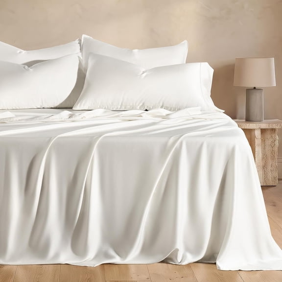 EverGrace 100% Rayon from Bamboo Sheet Set, King Size, Bright White