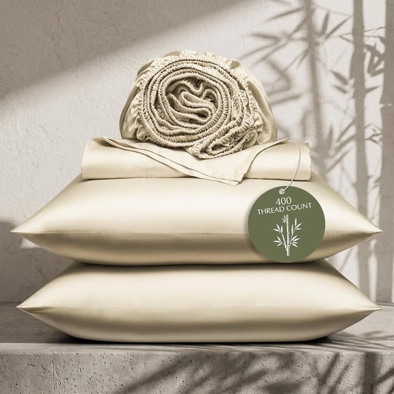 EverGrace 100% Rayon from Bamboo Sheet Set, King Size, Oat Cream