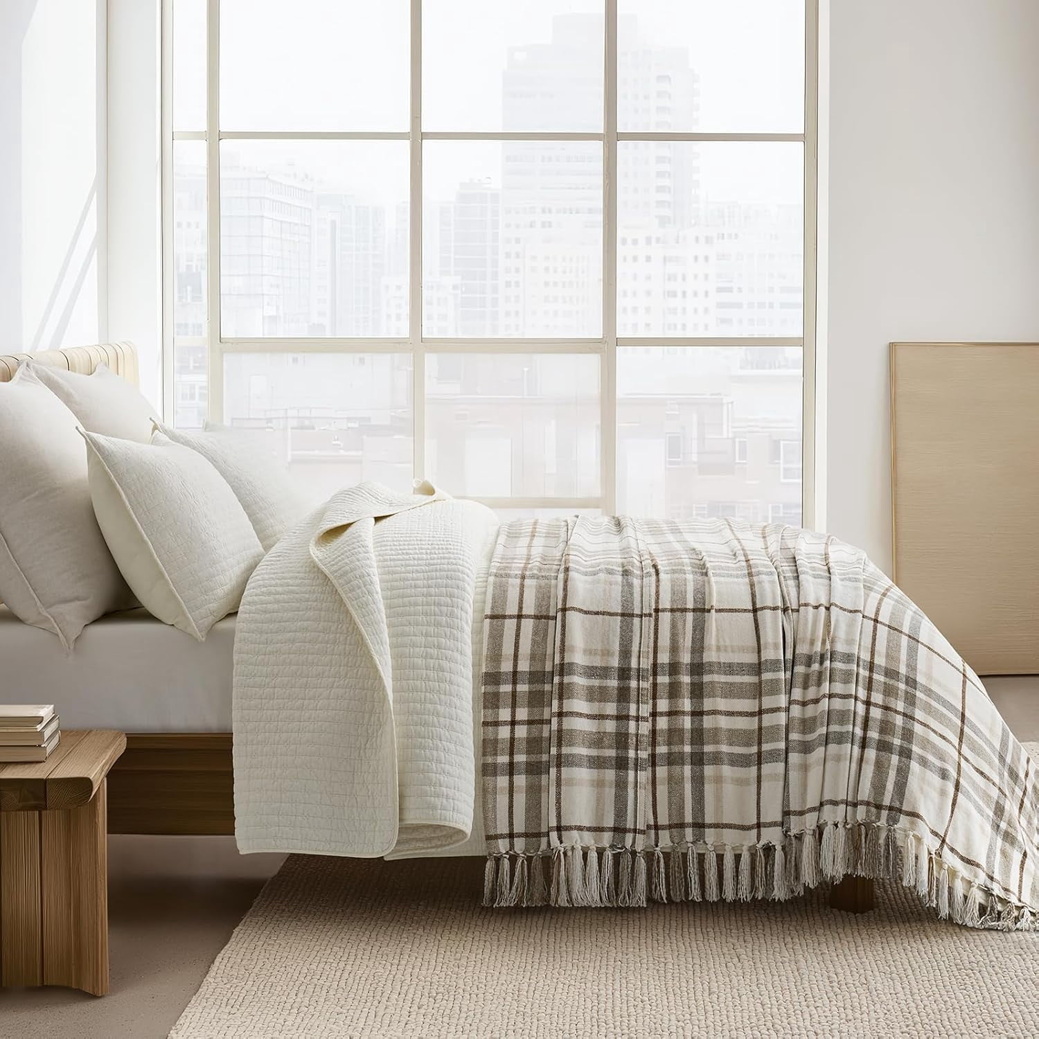 Plaid Beige & White