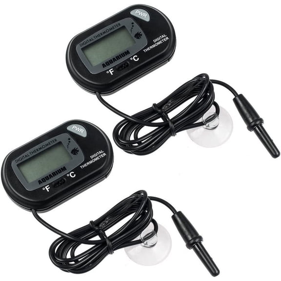 EverGrow LCD Digital Aquarium Thermometer, Fish Tank Thermometer with Sensor Probe 2PKS