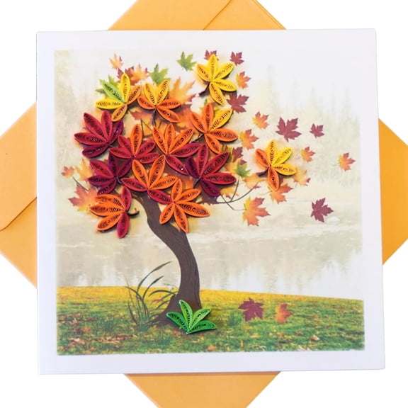 EverLove Unique Quilling Card  Autumn Maple Tree Design | Handmade Greeting Card for Birthday, Anniversary, Thanksgiving, Thank You, Friends & Loved Ones