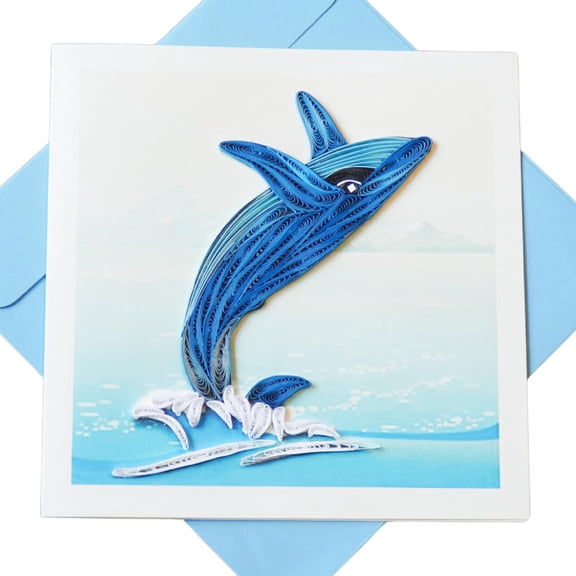 EverLove Unique Quilling Card - Jumping Whale Ocean Design | Handmade Greeting Card for Birthday, Anniversary, Christmas, Mothers Day, Thank You, Friends & Loved Ones