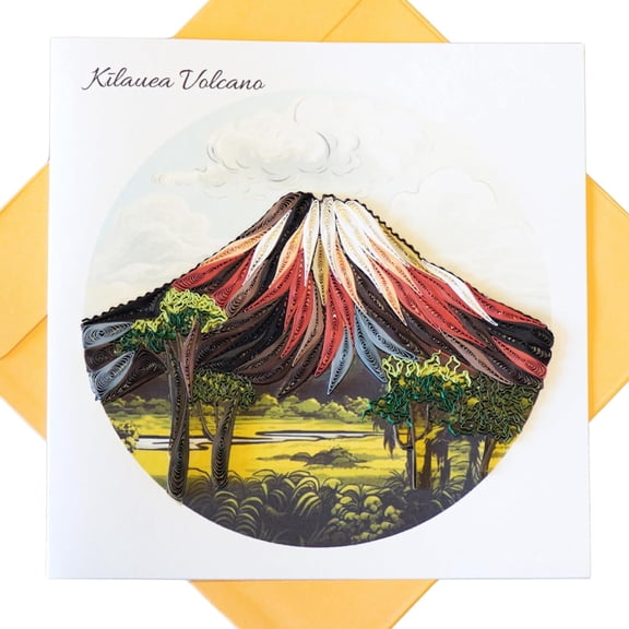 EverLove Unique Quilling Card Kilauea Volcano Design | Handmade Greeting Card for Birthday, Anniversary, Christmas, Mothers Day, Thank You, Friends & Loved Ones
