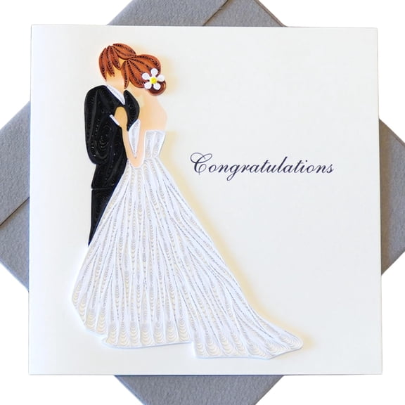 EverLove Unique Quilling Card Wedding Couple Design | Handmade Greeting Card for Wedding, Anniversary, Engagement, Congratulations, Friends & Loved Ones