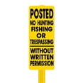 thumbnail image 1 of EverMark SSKT15-05 Posted No Hunting Fishing or Trespassing without Written Permission Vertical Sign with Yellow Stake Kit, 1 of 1
