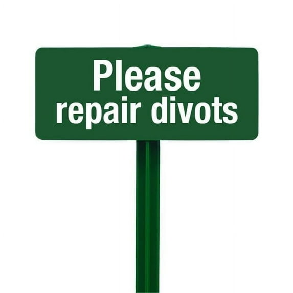 EverMark SSKT22-05 Please Repair Divots Sign with Hunter Green Stake Kit