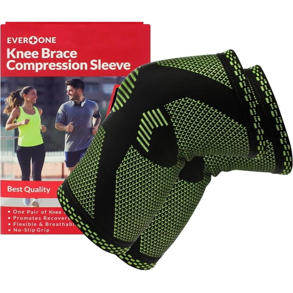 EverOne Knee Brace Compression Support Sleeve For Injury Prevention, Healing and Recovery, Unisex, 1 Pair (2 pcs), Small