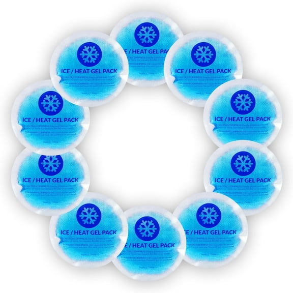 EverOne Round Reusable Gel Ice Pack with Cloth Backing for Hot & Cold Therapeutic Use, First Aid - 10 Count