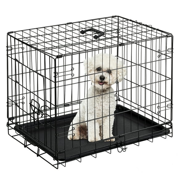 EverPick 30 Inch Single Door Dog Cage - Durable Metal Pet Kennel with Secure Lock, Collapsible Design & Removable Tray for Easy Cleaning - Portable Puppy Crate for Small to Medium Dogs