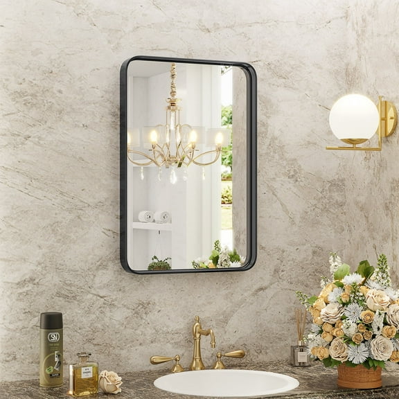 EverPick Bathroom Mirror Vanity Mirror for Wall - 22x30 Inch Aluminum Alloy Framed Wall Mirror, Tempered Glass, Anti-Rust, Rustic Decor, Easy Installation for Bathroom, Bedroom, Hallway