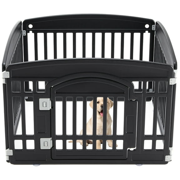 EverPick Dog Playpen Safe & 4-Panel Secure Indoor/Outdoor Pet Fence | Folding & Portable | Ideal for Small to Medium Dogs | Easy to Clean （Black）