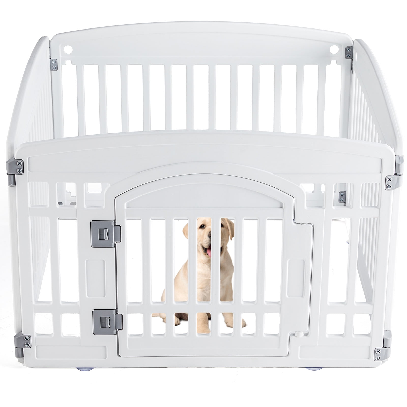 EverPick Dog Playpen Safe & 4-Panel Secure Indoor/Outdoor Pet Fence | Folding & Portable | Ideal for Small to Medium Dogs | Easy to Clean （White）