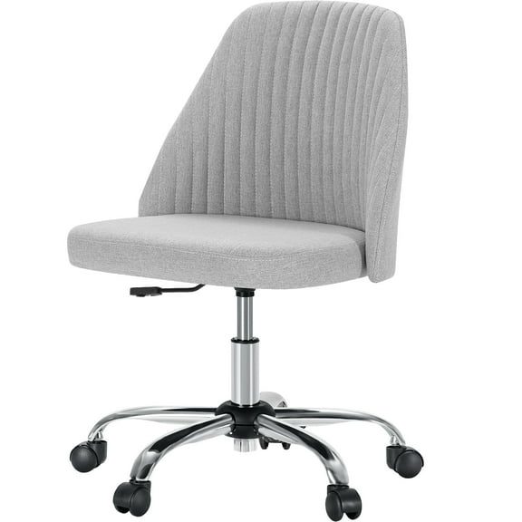 EverPick Modern Fabric Armless Adjustable Swivel Office Desk Chairs with Wheels - Gray
