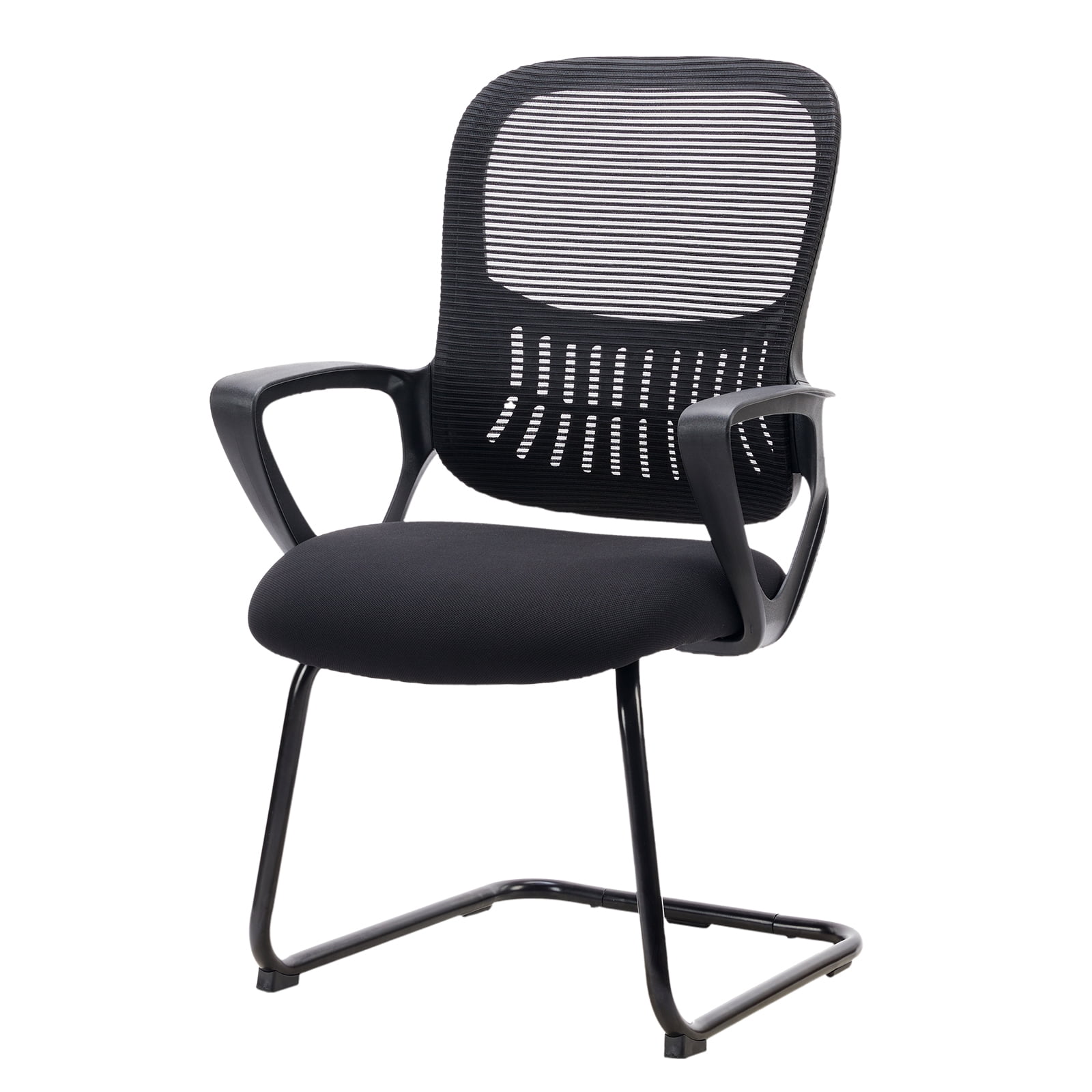 EverPick Office Desk Chair No Wheels, Ergonomic Executive Sled Base Mesh Computer Chairs with Comfy Arms and Lumbar Support for Home Conference Room Bedroom - 1 Pack