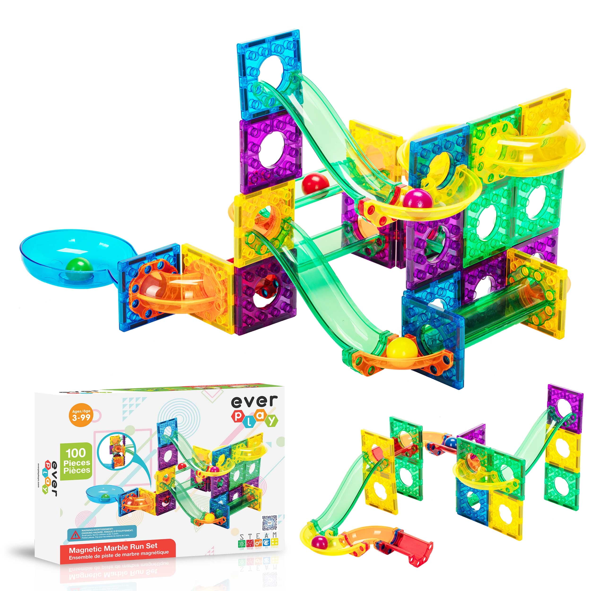 EverPlay 100-Piece Multicolor Magnetic Marble Run STEM Toy Set