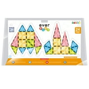 EverPlay 24 PC Travel Size Magnetic Tiles, Magnetic Building Blocks for Kids, Magnet for Kids 3+