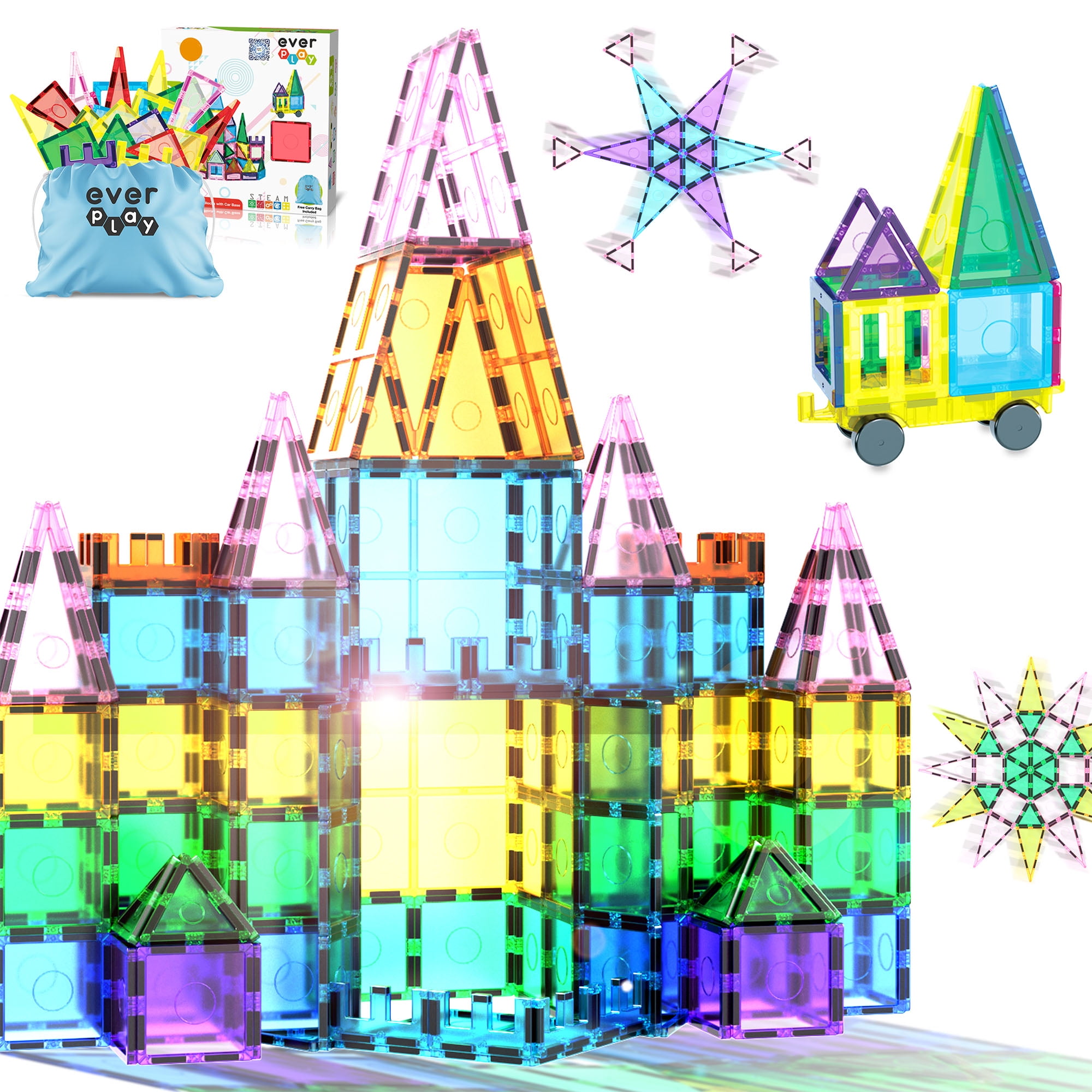 K606 World Family PLAYSET 英才教育教材 EverPlay, Magnetic Building Blocks, 61 PC, STEAM educational toy