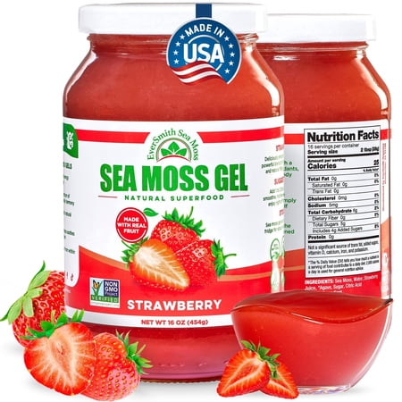 EverSmith Organics Irish Sea Moss Gel, Strawberry, 16 OZ
