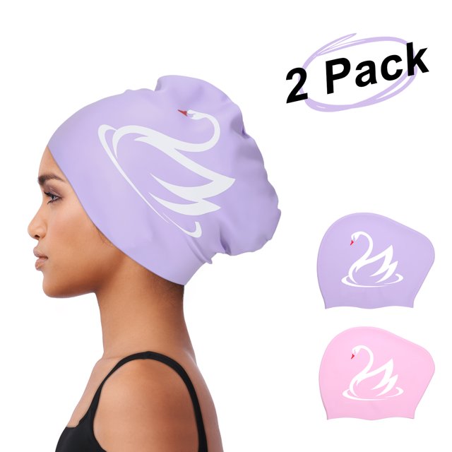 EverSport 2Pack Swim Caps for Girls Boys Youth Extra Space Swimming Cap