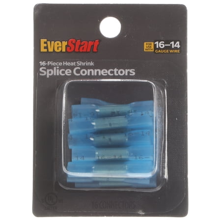 EverStart 16-Piece 16-14GA Wire Splice Connectors with Heat Shrink Kit for Automotive, Blue