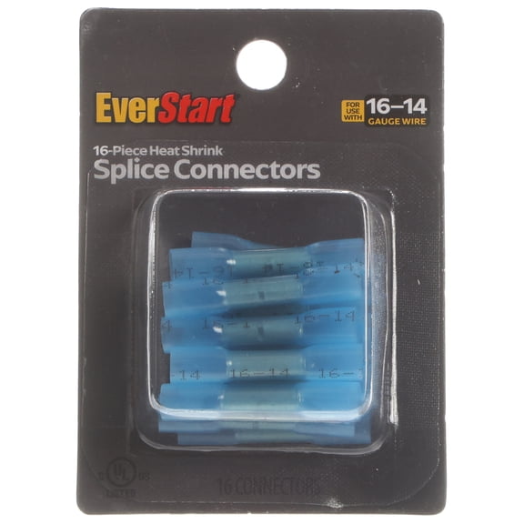 EverStart 16-Piece 16-14GA Wire Splice Connectors with Heat Shrink Kit for Automotive, Blue