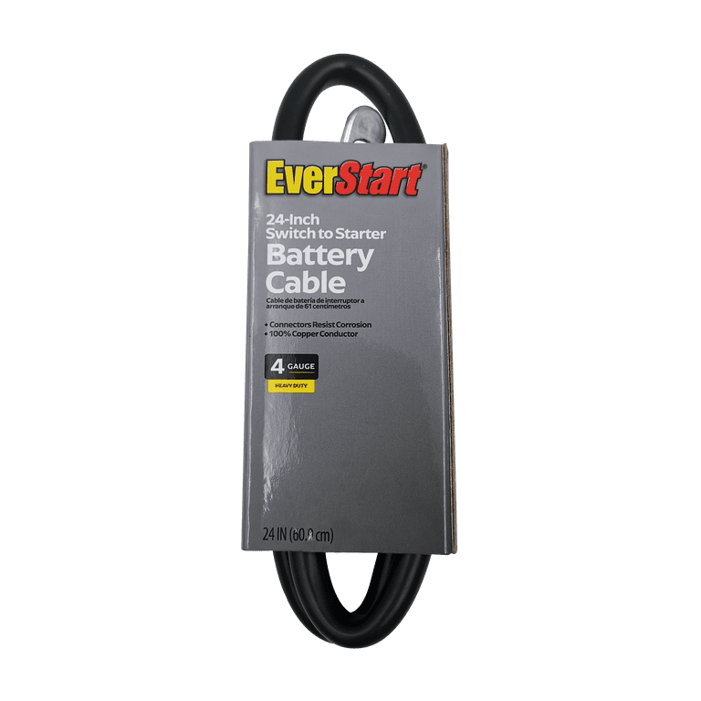 EverStart 24 inch 4-Gauge Top Post Battery Cable, Switch to Starter, 100%  Copper Conductor. 